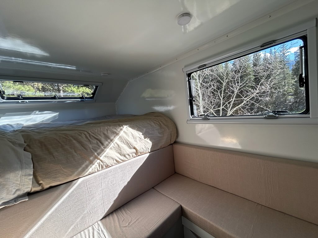 camper internal finished bed window